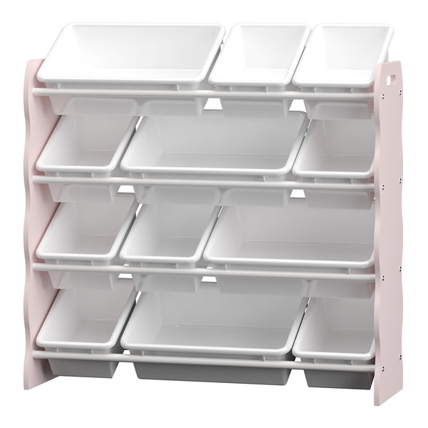 Półka dziecięca Vestnes z 12 pojemnikami do przechowywania 78x86x27 cm Cotton Candy/Biały [en.casa]
