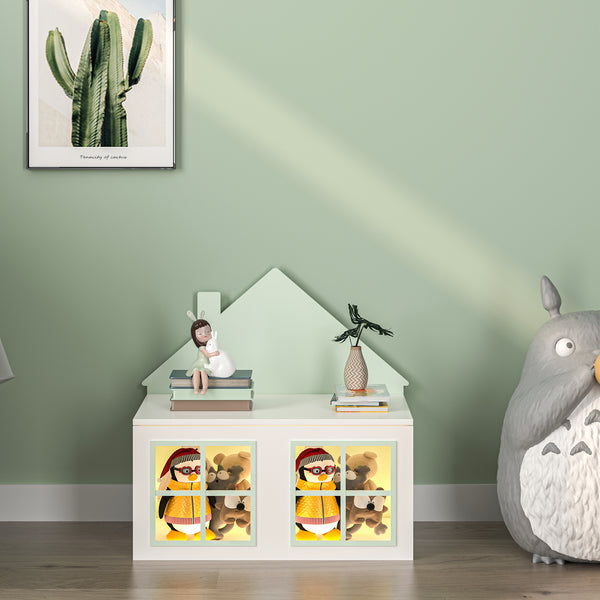 Pudełko na zabawki Vipsali 56x60x33 cm miętowy zielony/biały [en.casa]