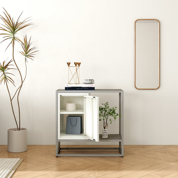 Kredens Burlöv stal 70x72x35 cm szary/biały [en.casa]