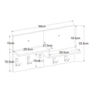 Botaruvn wieszak ścienny z 2 półkami 34x59x13 cm beżowy/biały [en.casa]