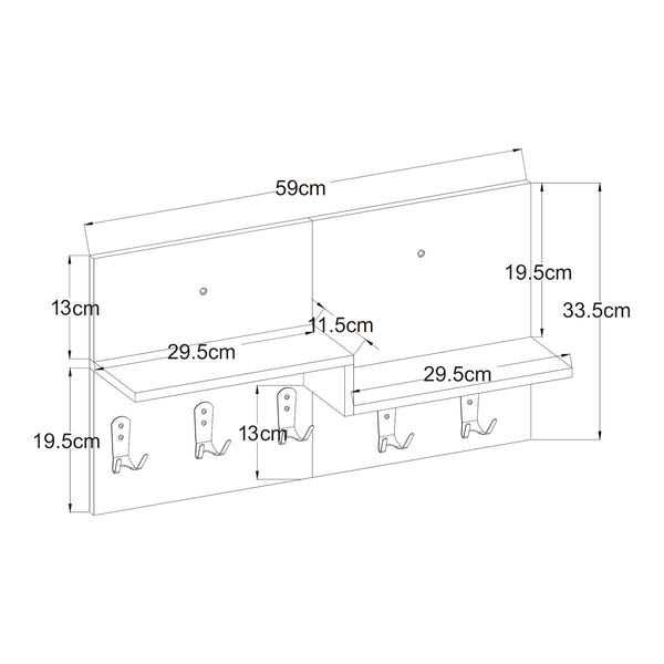 Botaruvn wieszak ścienny z 2 półkami 34x59x13 cm beżowy/biały [en.casa]
