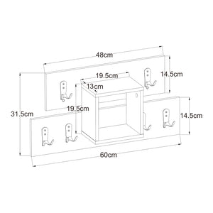 Wieszak ścienny Vänd z półką 32x60x14 cm Biały [en.casa]