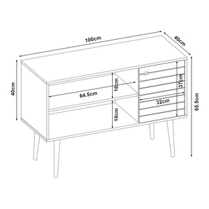 Szafka pod TV Vare 100x40x66 cm biały/żółty [en.casa]
