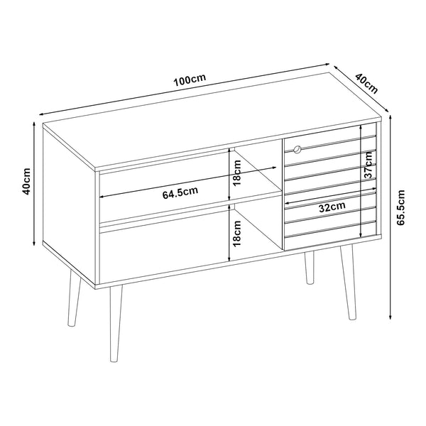 Szafka pod TV Vare 100x40x66 cm biały/żółty [en.casa]