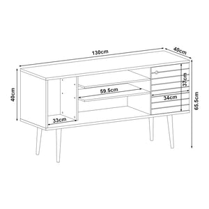Szafka pod telewizor Vare 130x40x66 cm biała [en.casa]