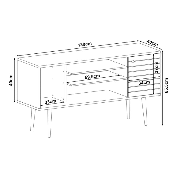 Szafka pod telewizor Vare 130x40x66 cm biała [en.casa]