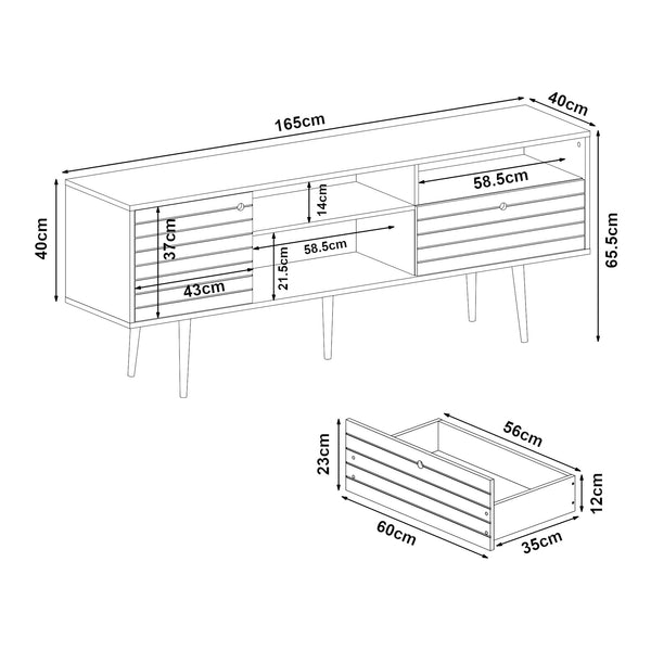 Szafka pod telewizor Vare 165x40x66 cm biały/orzech [en.casa]
