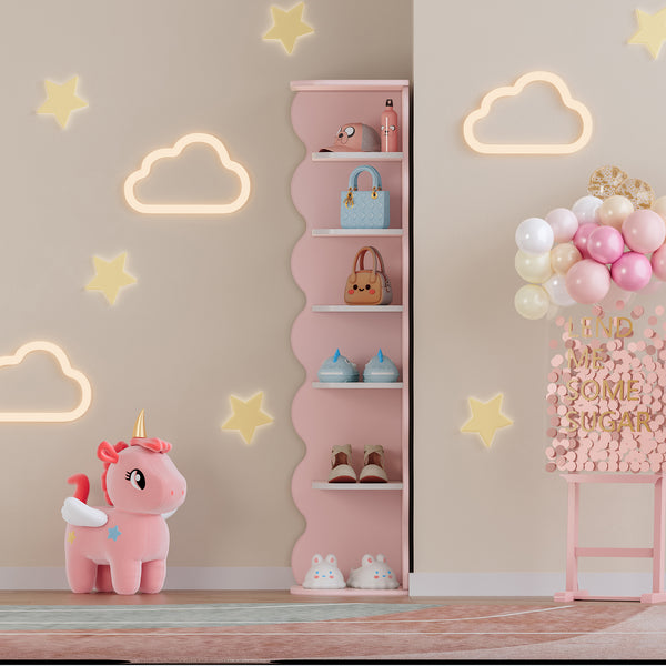 Półka narożna dla dzieci Vestnes 108x27x27 cm Cotton Candy/Biała [en.casa]