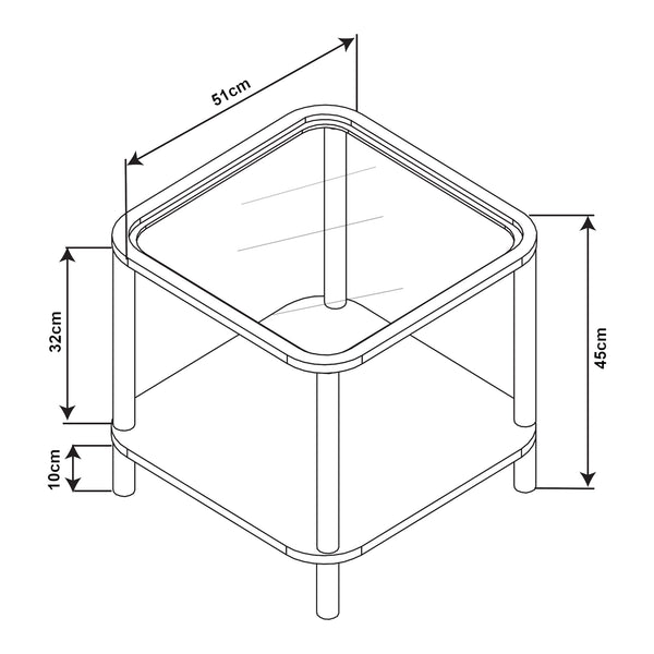Stolik boczny Latama ze szklanym blatem 51x51x45 cm czarny/brązowy [en.casa]