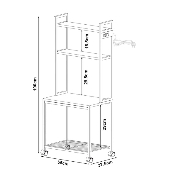 Stolik na kółkach do drukarki Svanaldsvipp 100x55x38 cm Biały [en.casa]