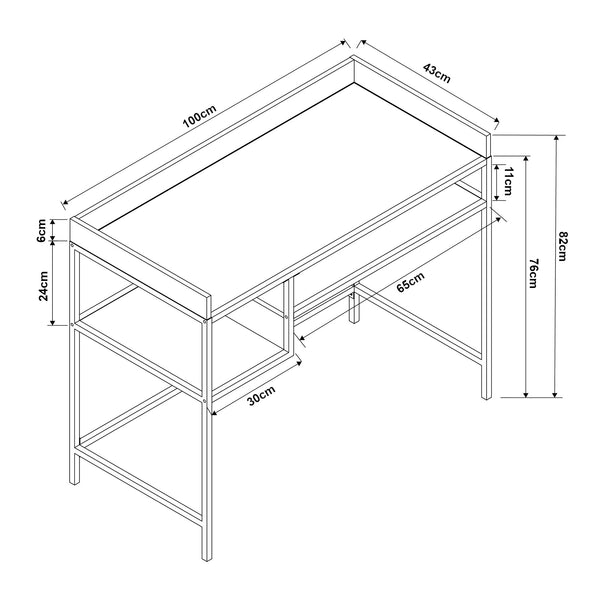 Biurko Belana 100x43x82 cm czarny/dąb [en.casa]