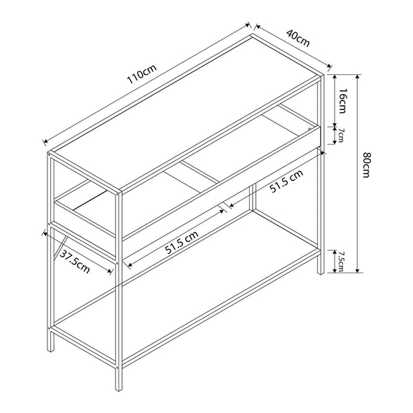 Konsola Belana 110x40x80 cm czarny/dąb [en.casa]