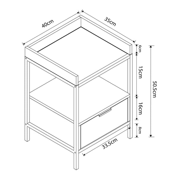 Szafka nocna Belana 51x40x35 cm czarny/dąb [en.casa]