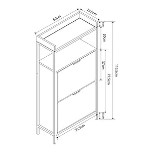 Wózek na buty Belana z 2 klapami 116x60x24 cm czarny/dąb [en.casa]