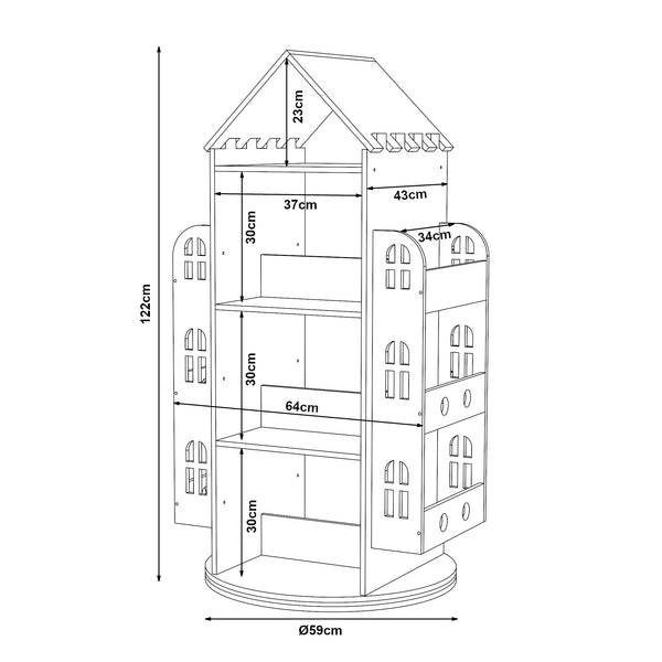 Półka dziecięca obrotowa Sanköre 122x64x43 cm drewno sosnowe naturalne [en.casa]