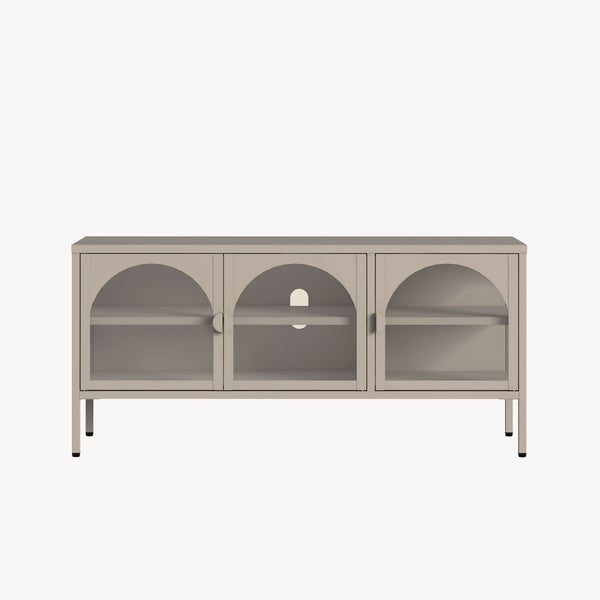 Witryna-komoda Klippestad stal 118x35x55 cm kolor wielbłądzi [en.casa]