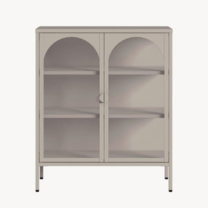 Witryna-komoda Klippestad stal 95x80x35 cm kolor wielbłądzi [en.casa]