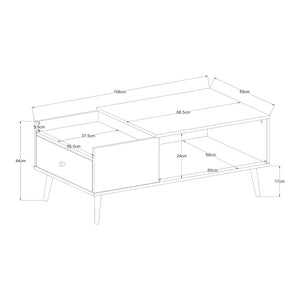 Stolik kawowy Hallevil z szufladą 106x59x44 cm Biały [en.casa]