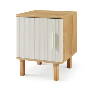 Szafka nocna Ferrersp z drzwiami 50x40x40 cm dąb optyka/piaskowy [en.casa]