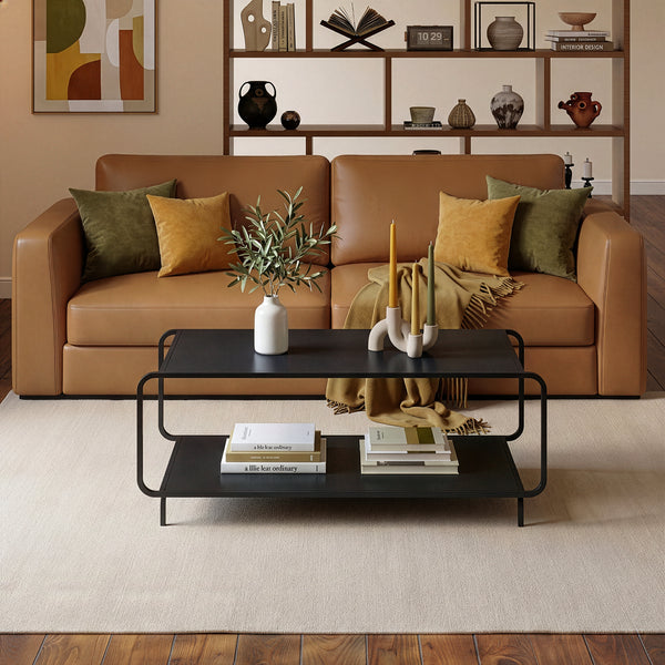 Stolik kawowy Færder 115x50x45 cm stal czarna [en.casa]