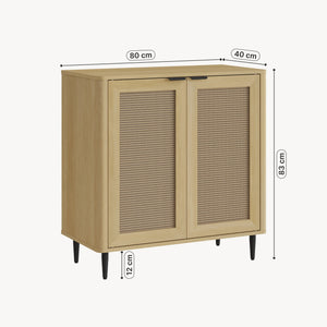 Sideboard Lukhomso 83x80x40 cm optyka dąb/optyka rattanu [en.casa]