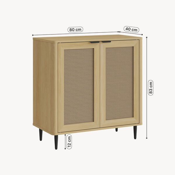 Sideboard Lukhomso 83x80x40 cm optyka dąb/optyka rattanu [en.casa]