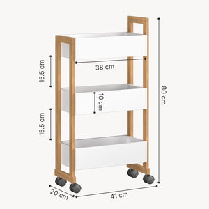 Wózek transportowy Varulta 80x41x20 cm Naturalny/Biały [en.casa]