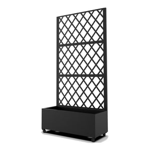 Ścianka działowa Malja ze skrzynką na kwiaty stal 190x82x38 cm czarna [casa.pro]