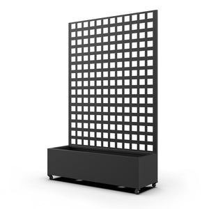 Przegroda Toma z donicą na kwiaty ze stali 190x82x38 cm czarna [casa.pro]