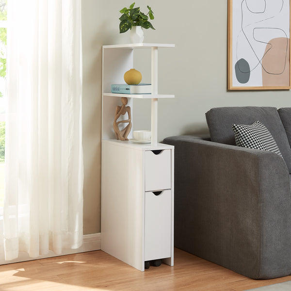 Regał niszowy z wysuwem na rolkach Fadeskimma 113x19x45 cm Biały [en.casa]