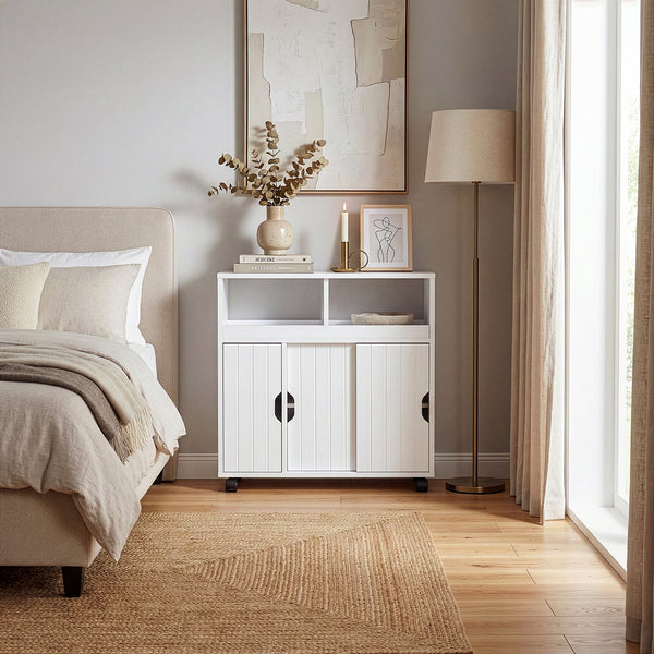 Szafka pomocnicza na kółkach Fadeskimma 72x70x20 cm Biała [en.casa]