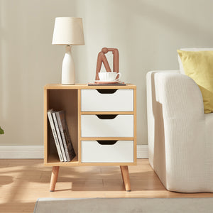 Stolik nocny Bordkak 55x48x30 cm dąb optyka/biały [en.casa]