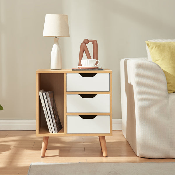 Stolik nocny Bordkak 55x48x30 cm dąb optyka/biały [en.casa]