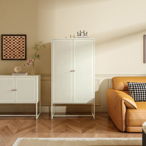 Highboard Viitasaari 150x80x40 cm stal kremowobiały [en.casa]