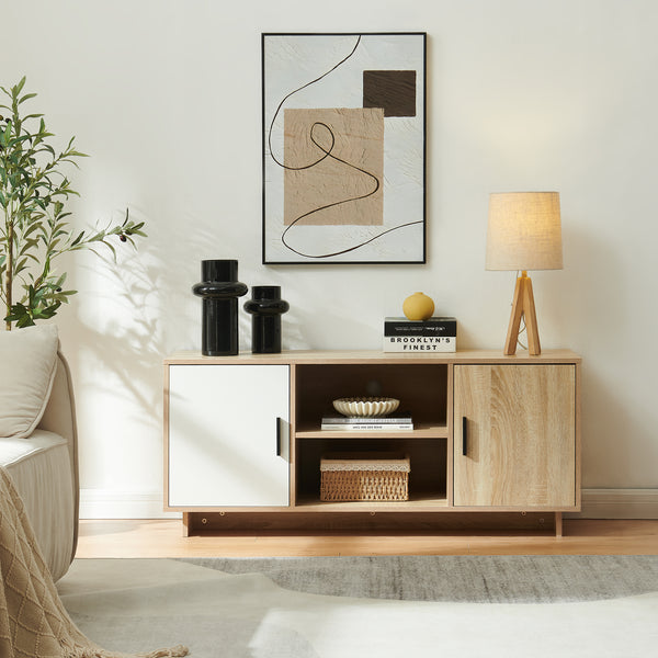 Szafka RTV Kenta 120x39x52 cm Sonoma-dąb/ biały [en.casa]