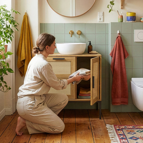 Szafka pod umywalkę Marhasa 60x60x40 cm dąb optyka/czarny [en.casa]