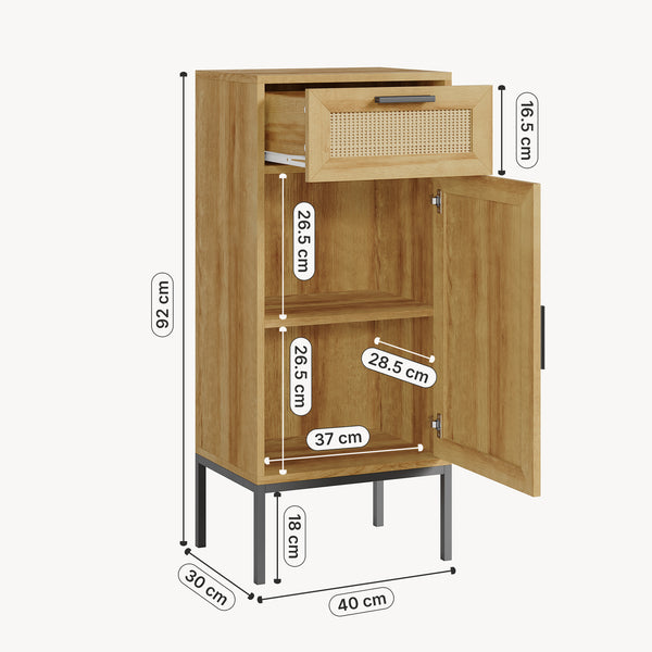 Szafka łazienkowa Marhasa 92x40x30 cm dąb optyczny/czarny [en.casa]