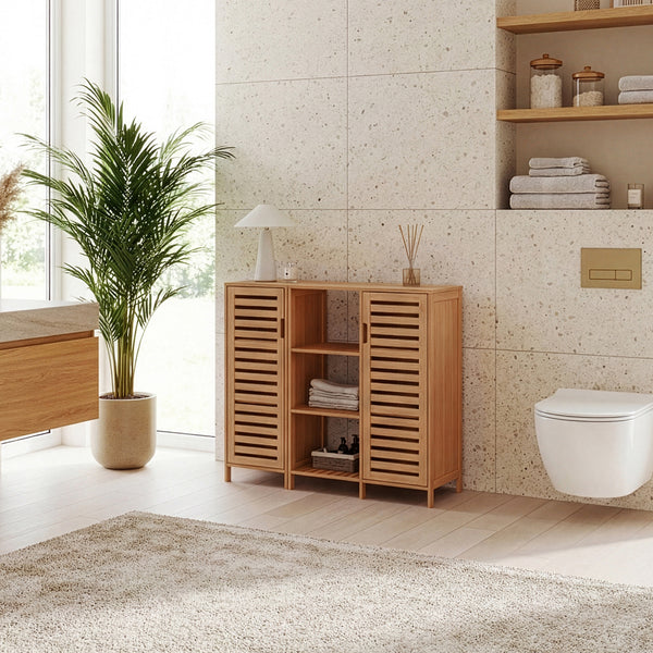 Szafka boczna Hakseri 2-częściowa 87x99x33 cm bambus naturalny [en.casa]