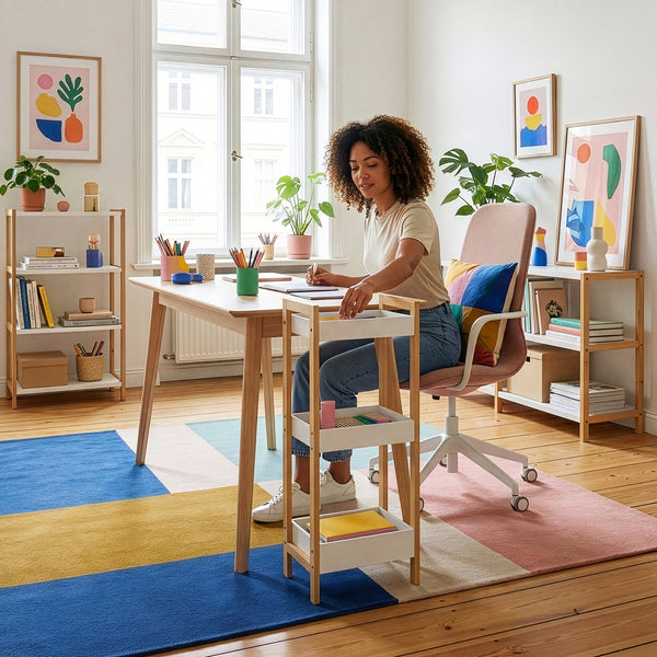 Regał łazienkowy Anun z 3 półkami 75x28x20 cm bambus naturalny/biały [en.casa]