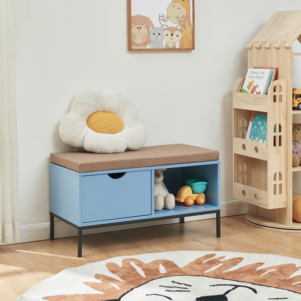 Ławka na buty Colwyn 80x40x45 cm Niebieska [en.casa]