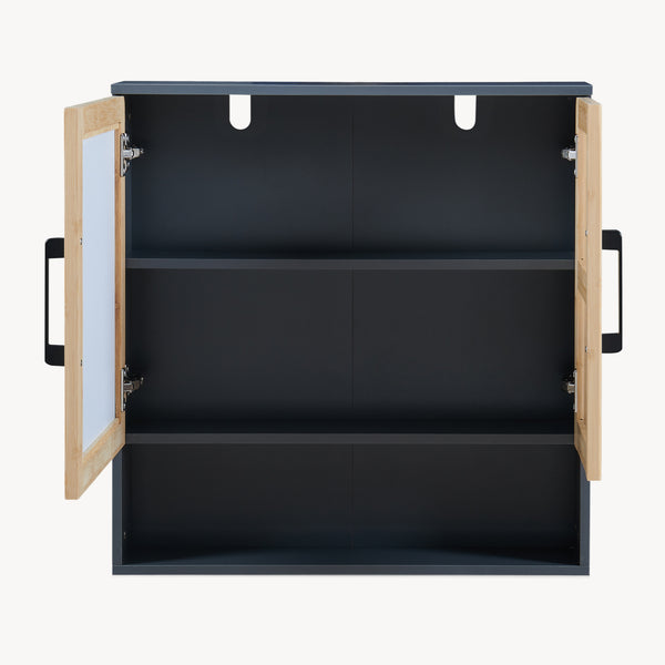 Szafka z lustrem Svanes 58x56x13 cm Ciemnoszary/Naturalny [en.casa]