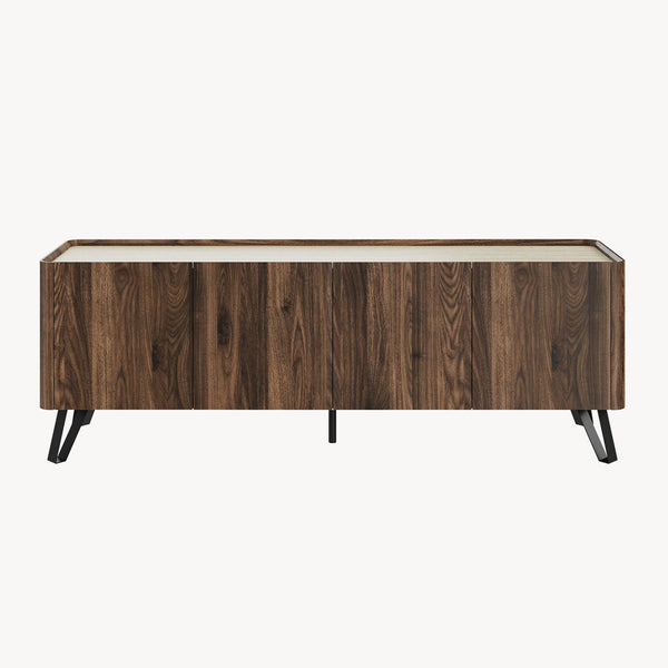 Szafka RTV Trorlon 160x40x55 cm w optyce orzecha/trawertynu [en.casa]