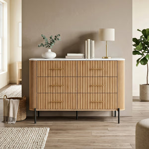 Komoda Kokunse z 6 szufladami 120x42x78 cm w optyce dębu [en.casa]