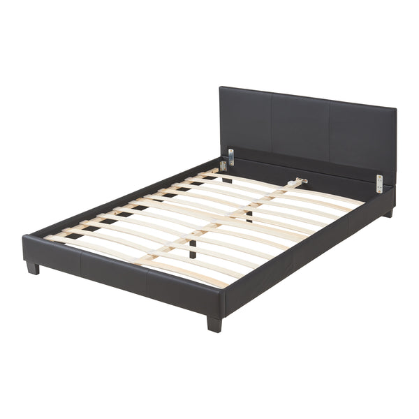 Łóżko ze sztucznej skóry 140x200 cm czarne Corium