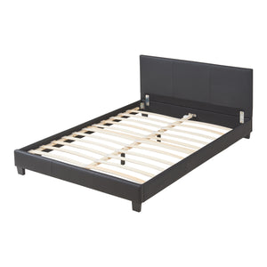 Łóżko ze sztucznej skóry Albacete 140x200 cm czarne Corium