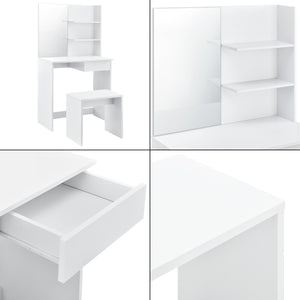 Toaletka Katrineholm z lustrem i stołkiem biała en.casa