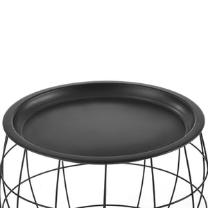 Stolik kawowy Neman zestaw 3 metalowych koszy czarny en.casa