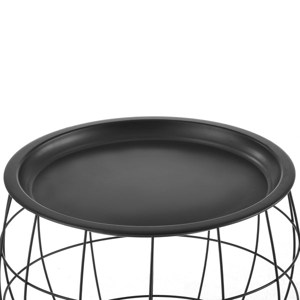 Stolik kawowy Neman zestaw 3 metalowych koszy czarny en.casa