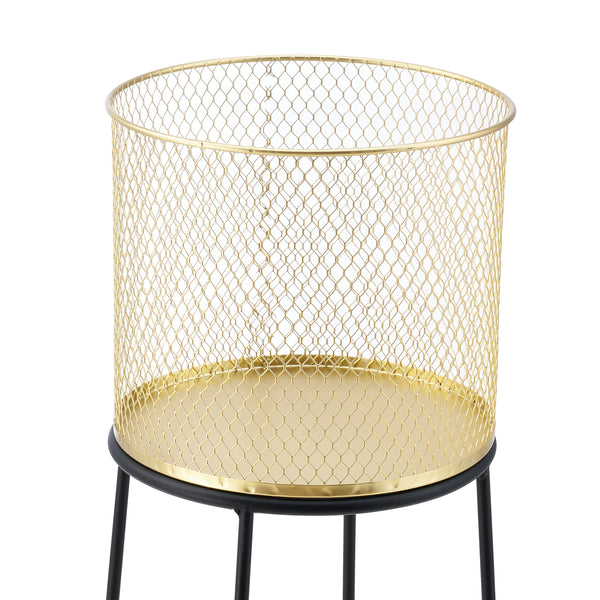 Stojak na doniczkę Meise 2-częściowy czarno-złoty en.casa