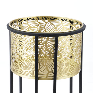 Stojak na doniczkę Modave 2-częściowy czarno-złoty en.casa